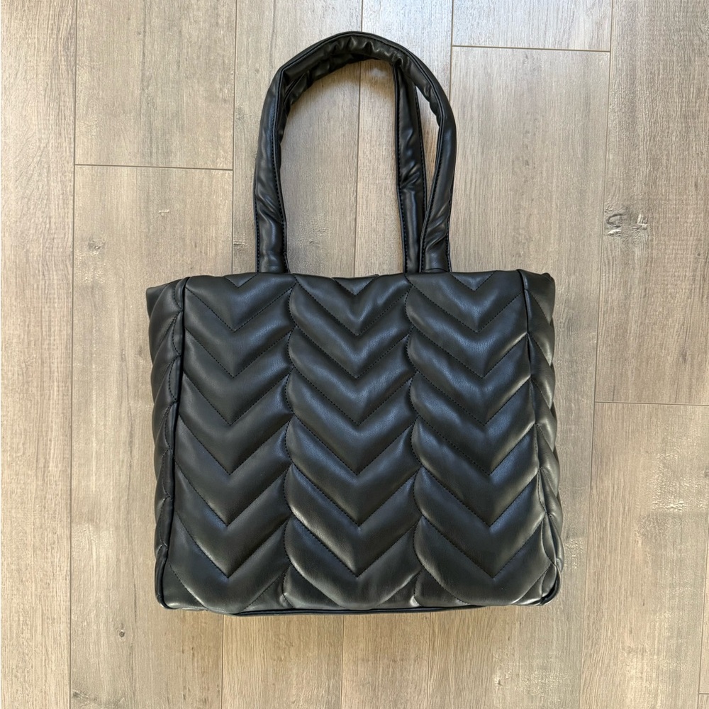 Vera Wang Black Quilted Tote Bag NWT